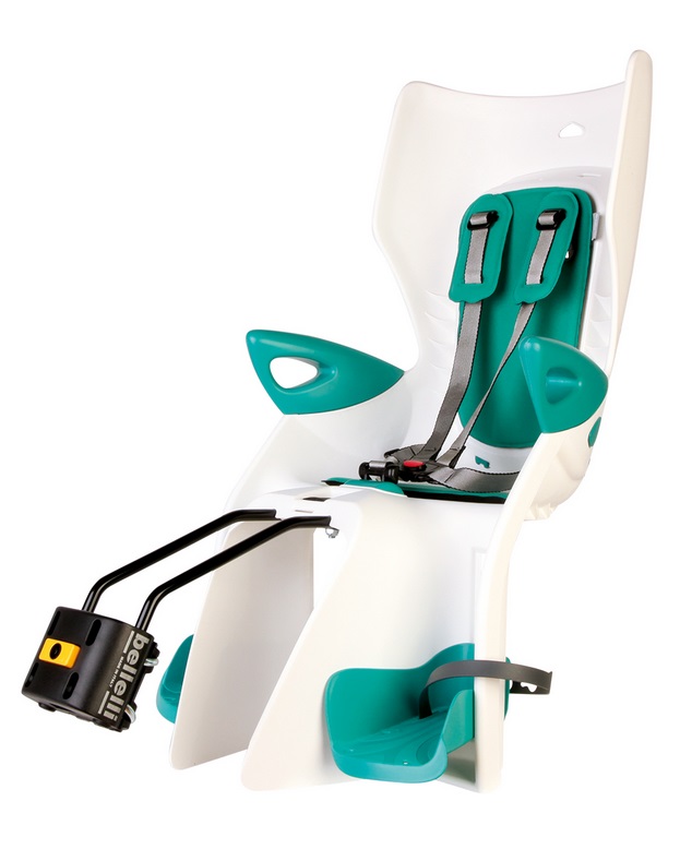 Купить Детское велокресло BELLELLI Summer B-Fix на подседельный штырь, белый с бирюзовый вставкой